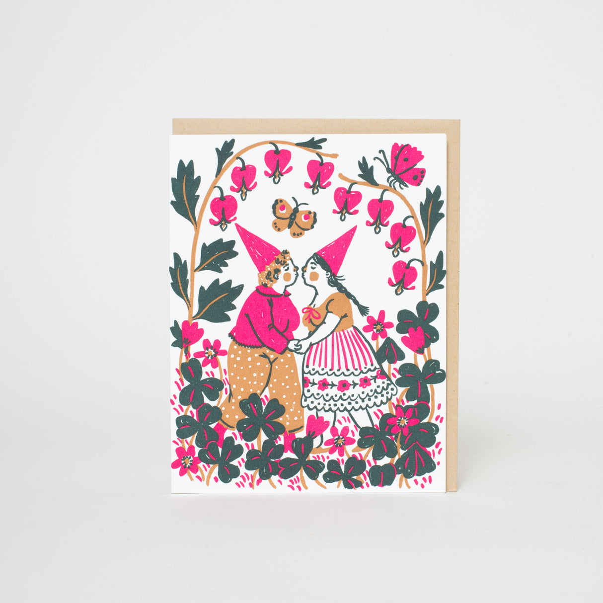 Kissing Butterflies Gnomes Card