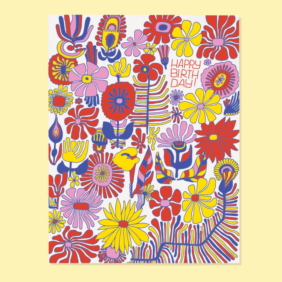 Happy Birthday Funky Floral Card