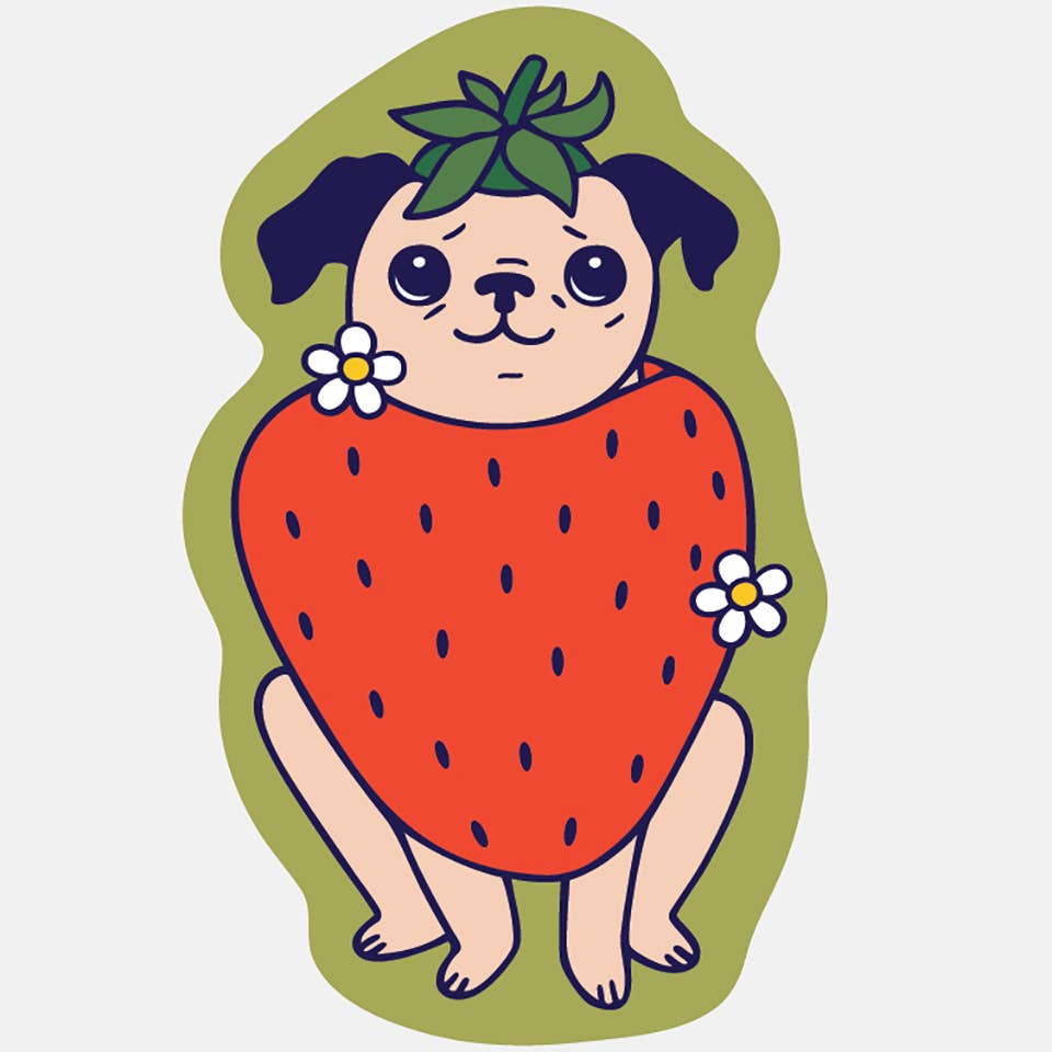 Strawberry Pug Sticker