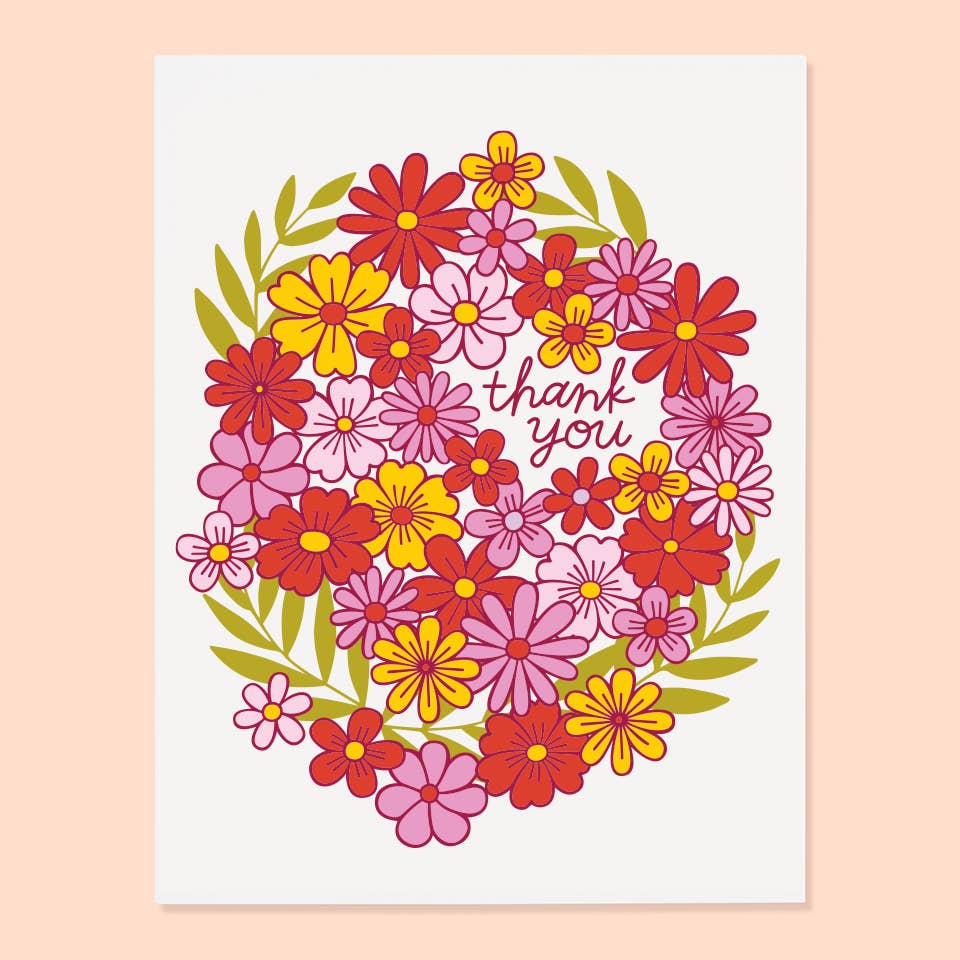 Thank You Floral Wreath Card